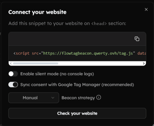 Connect Website Dialog